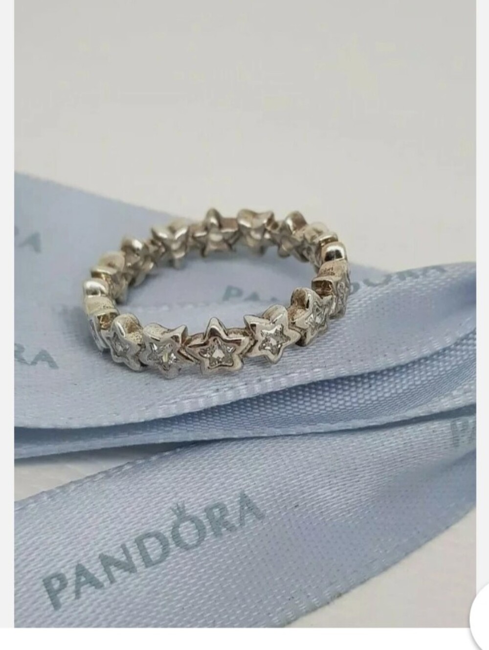 Pandora Silver Starshine CZ Stacking Ring Size 10